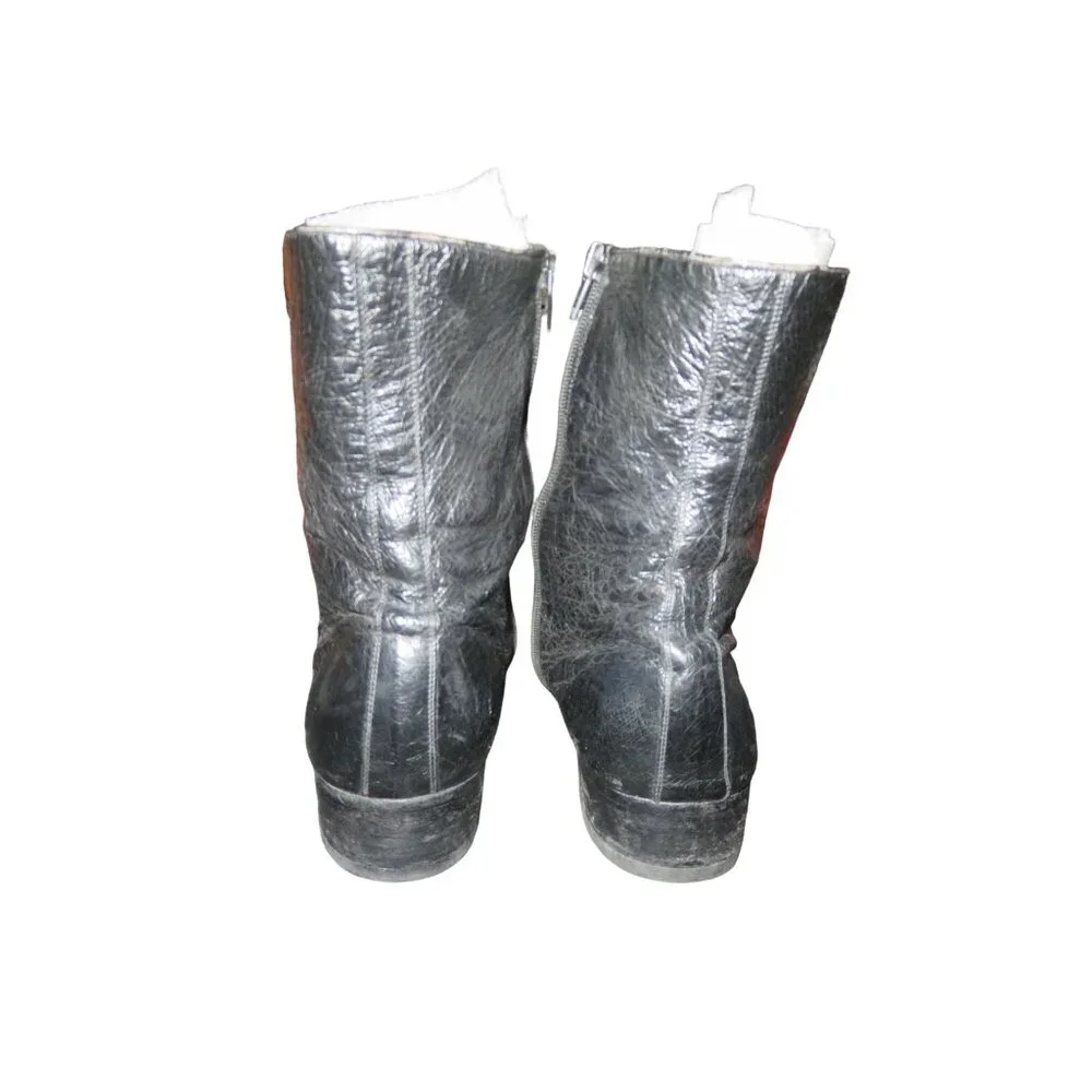 BALLY ITALY Genuine Ostrich Skin Boots in Black size 8 Vintage full zip